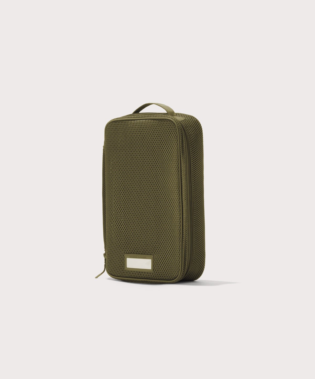3/4 view of medium Roma packing cube in dark green
