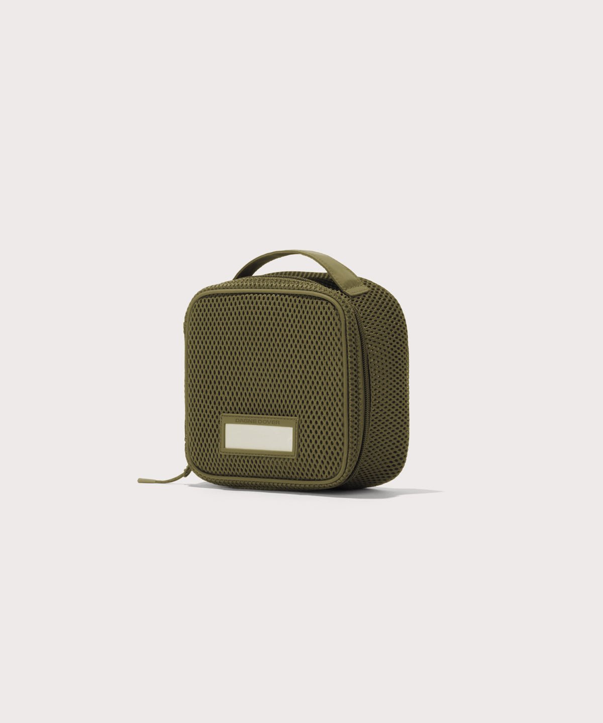 3/4 view of small Roma packing cube in dark green
