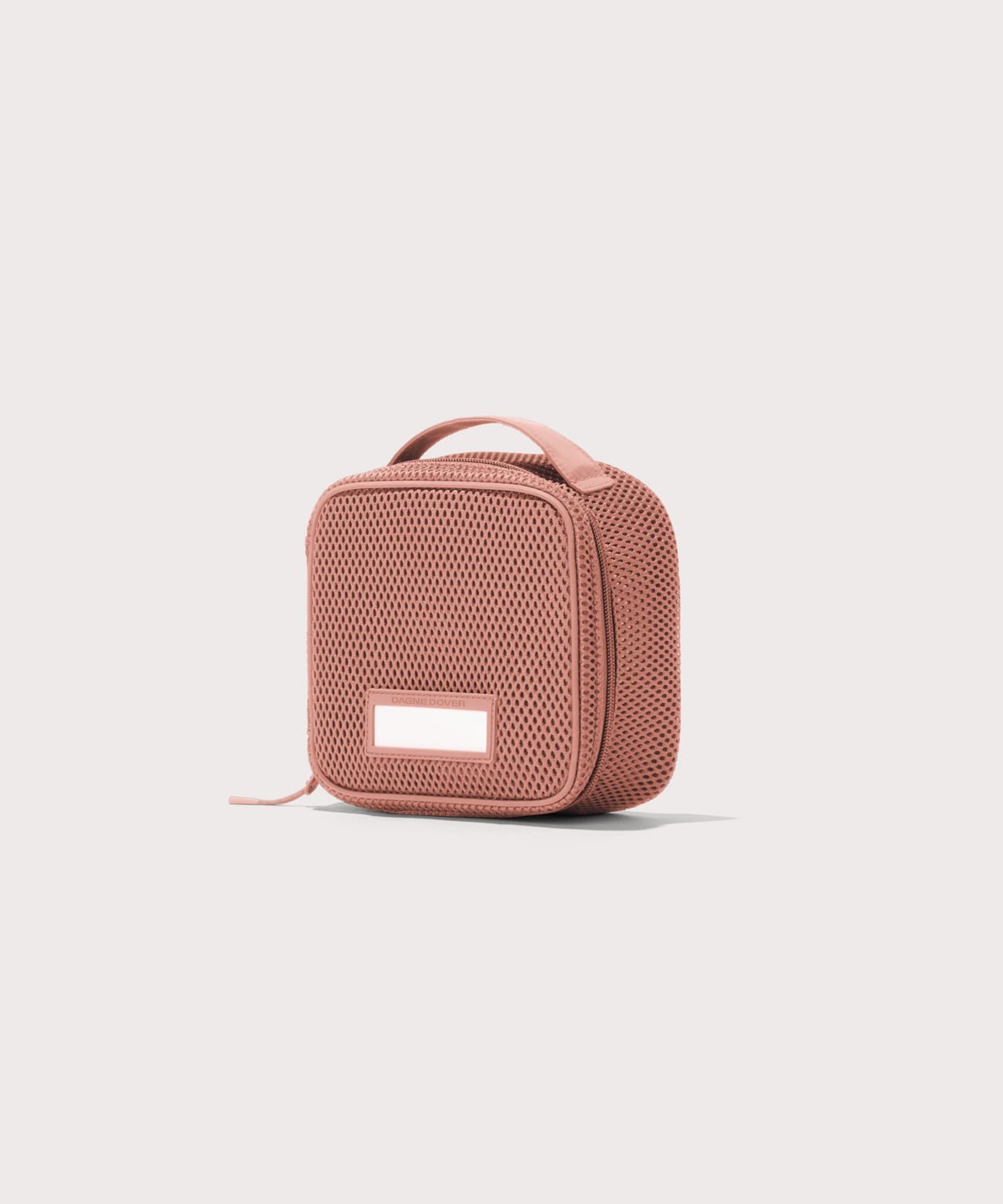3/4 view of small Roma packing cube in warm dust pink
