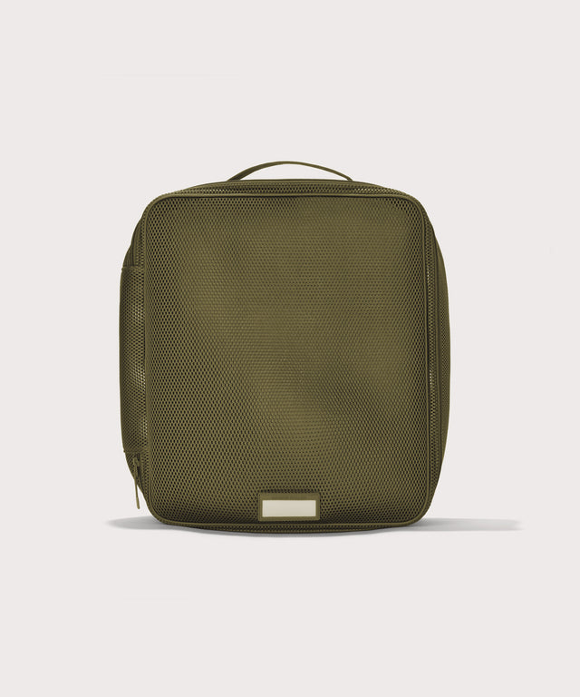 Front view of extra large Roma packing cube in dark green
