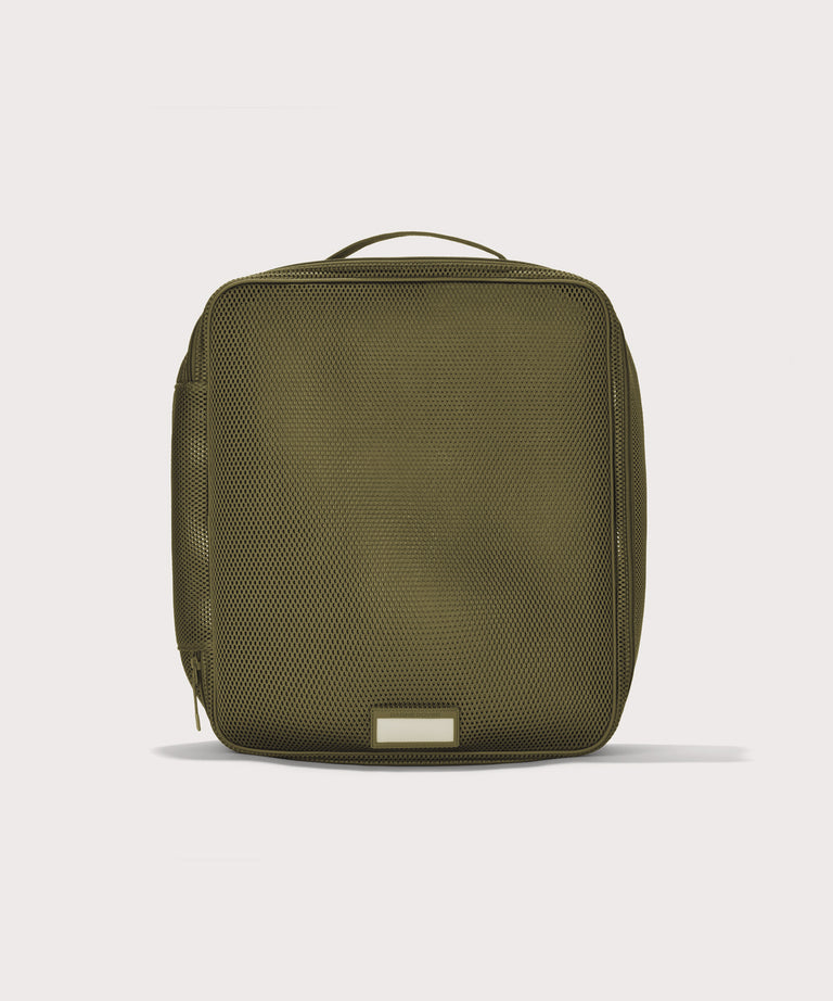 Front view of extra large Roma packing cube in dark green

