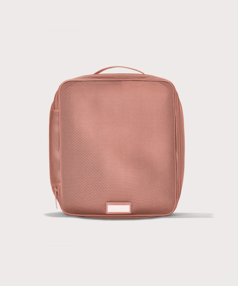 Front view of extra large Roma packing cube in warm dust pink
