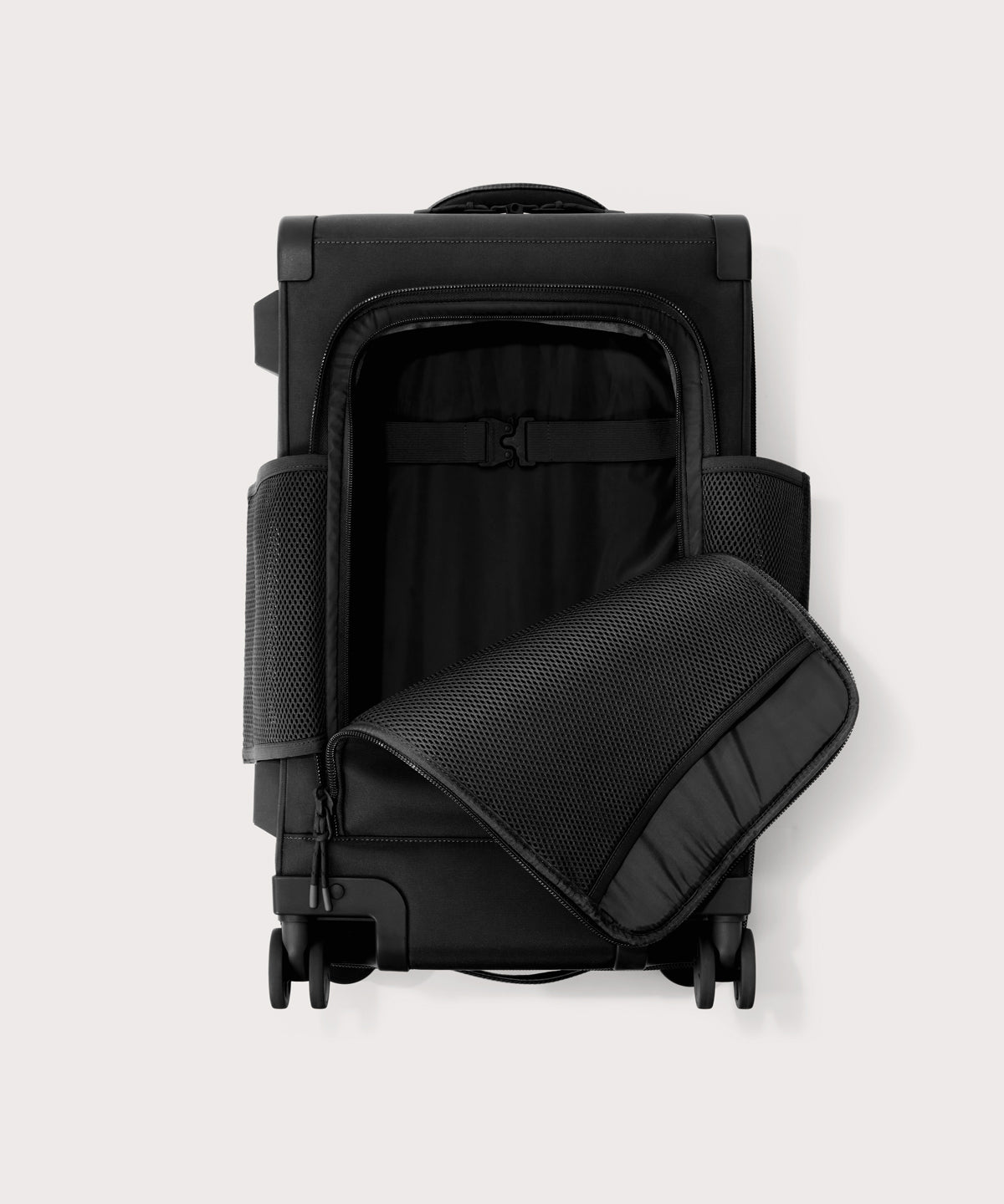Top down of Seattle carry-on rolling luggage 23.5” in onyx 
