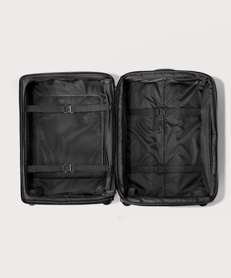 Top down of Sydney checked rolling luggage 25" in black 
