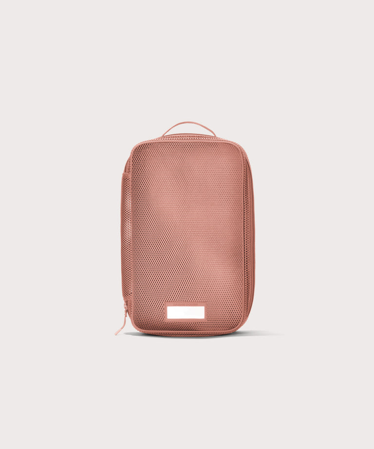 Front view of medium Roma packing cube in warm dust pink
